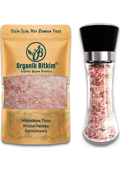 Organik Bitkim Himalaya Tuzu (Pembe) 1 KG + Öğütücü Değirmen Dolu