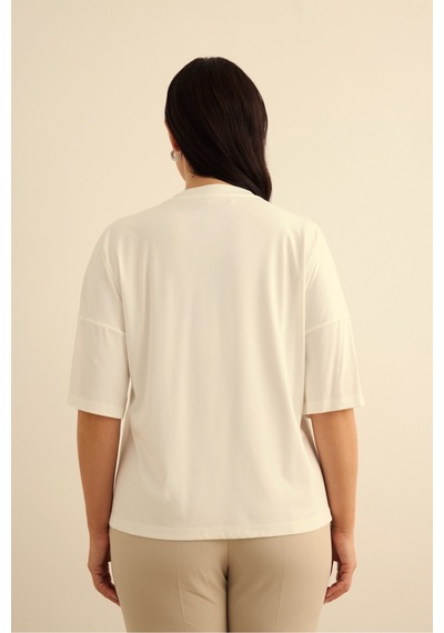 Aker Basic Rayon T-shırt Ekru Ekru