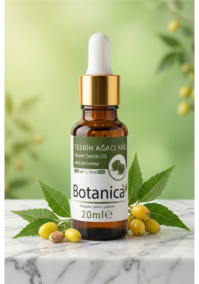 Botanica %100 Saf Tesbih Neem Yağı Doğal Haşere Kovucu Cilt Bakımı Antiseptik Bitkisel Uçucu Damla 20 Ml 20 ML