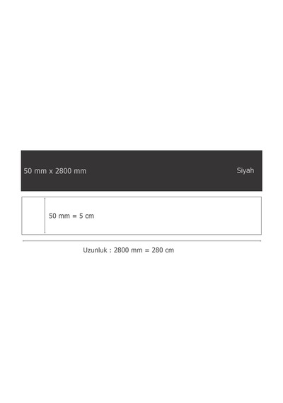50 mm x 2800 mm Siyah Sibu Aynalı Pleksi Şerit Mobilya Süsü