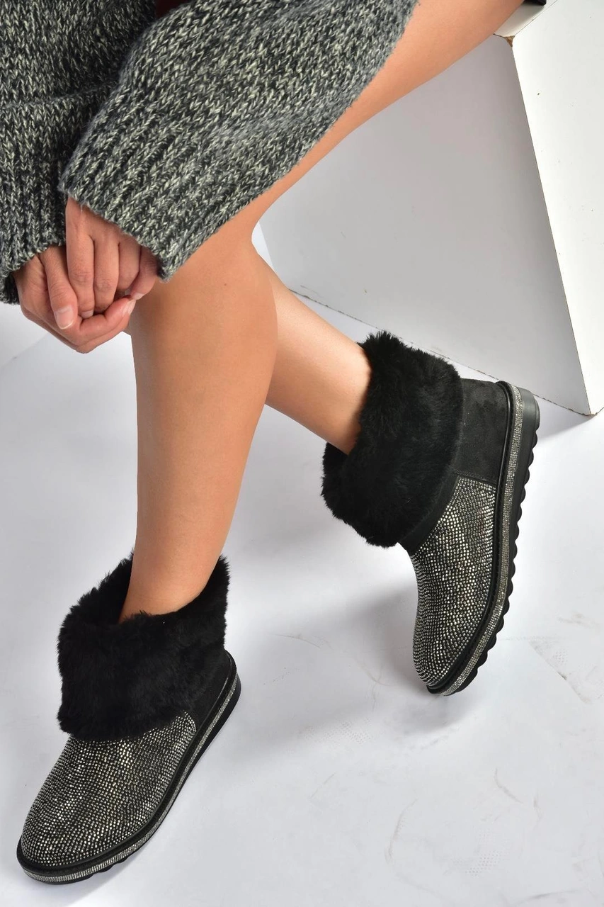 Fox Shoes V250014702 Platin Süet Tüylü Kadın Bot Platin-süet
