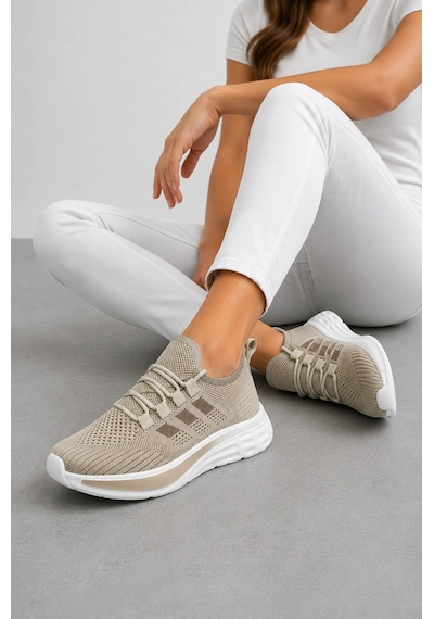 Ht Hotin Loki Kadın Günlük Spor Ayakkabı Hafif Esnek Tabanlı Rahat Sneaker - Bej