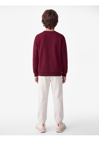 Koton Pamuklu Uzun Kollu Bisiklet Yaka Baskılı Sweatshirt Bordo 7wkb10058tk