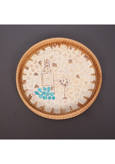 Anita 30 X3 Cm Sedefli Rattan Tepsi & Duvar Dekoru Mix