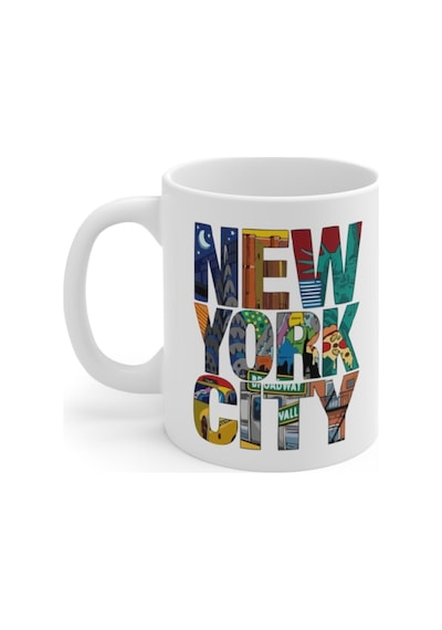 New York City Baskılı Kahve Kupası Hediyelik Eşya Hediyelik Kupa Beyaz