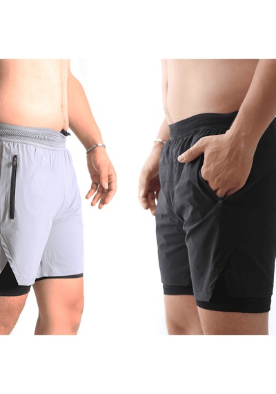Nature The Brand 2 Li Paket Gym Ve Fitness Astarlı Taytlı Şort Gizli Cep Detaylı Karışık Renkler