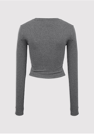 Mavi Uzun Kollu Antrasit Crop Basic Tişört Crop / Kısa Kesim 1612822-8 Gri