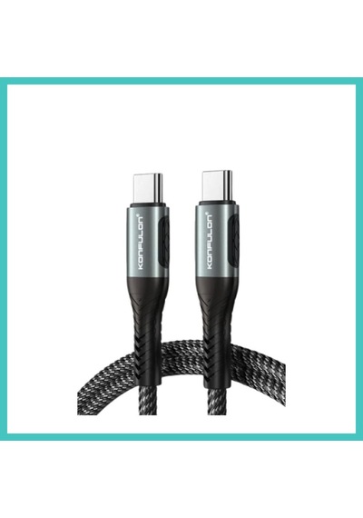Ny Joy Konfulon Dc43 Type-c To Type-c 1m Örgü 60w Hızlı Şarj Kablo - Siyah Nyjoybz