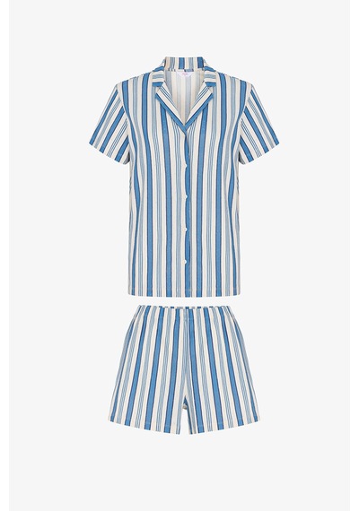 Penti Striped Pointel Gömlek Şort Pijama Takımı Çok Renkli