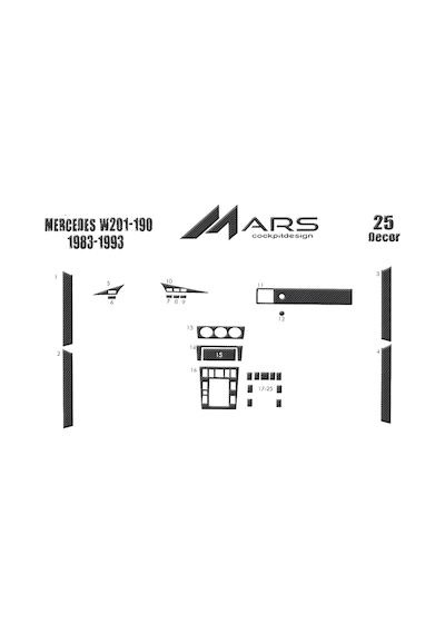 Mercedes 190 Torpido Kaplama 1983-1993 25 Parça Karbon