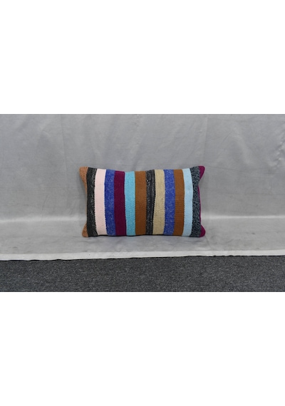 Zehra Abla Halı Yeni El Dokuma Dekoratif Lumbar Kilim Kırlent Yastık Kılıfı 6143