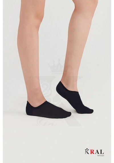 Kral Socks Kadın - Erkek 8 Li - 8 Çift Pamuklu Terletmez Yazlık Görünmez Çorap Seti Siyah