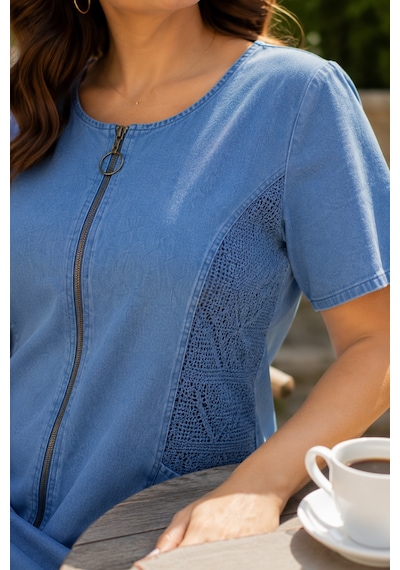 Cedy Denim Cedy Denım - Büyük Beden - Kadın Fermuarlı Taş Ve Dantel Detaylı Vintage Elbise C409 Mavi Cedy Denim Cedy Denım - Büyük Beden - Kadın Fermuarlı Taş Ve Dantel Detaylı Vintage Elbise C409 Mavi
