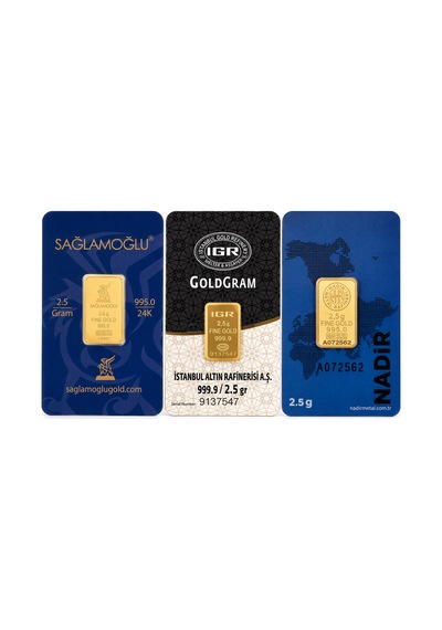2,5 Gram Külçe Altın 24 Ayar 995,0 / 999,9 Saflık Rafineri Ambalajlı, Seri Numaralı