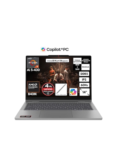 Lenovo IdeaPad 5 14AGP11 83UH004DTRHMF37 Ryzen AI 5 430 32 GB 512 GB 14" W11P Dizüstü Bilgisayar