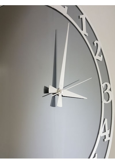 Ayna Denizi Silver Matris Smoked Model Gümüş Füme Renk 50 CM Dekoratif Aynalı Duvar Saati Gümüş