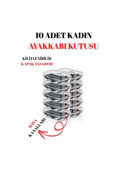10 Lu Kadın Ayakkabı Saklama Kutusu Şeffaf Ve Düzenleyici Set Şeffaf