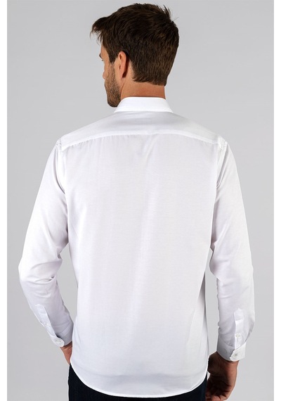 Tudors Klasik Fit Rahat Kesim Poplin Oxford Erkek Gömlek-23387 Beyaz