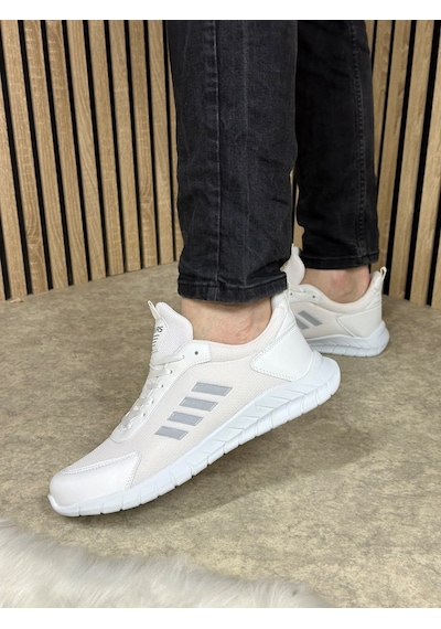 Günlük Erkek Sneaker Fileli Bağcıklı Rahat Esnek Dikiş Detaylı Yürüyüş Spor Ayakkabı 1453 Beyaz Gri Günlük Erkek Sneaker Fileli Bağcıklı Rahat Esnek Dikiş Detaylı Yürüyüş Spor Ayakkabı 1453 Beyaz Gri