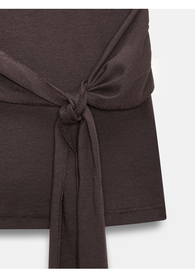 Dilvin 32841 Bağlamalı Bandeau Top-koyu Kahve