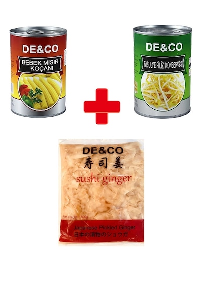 De&co Paketi - Konserve Bebek Mısır Koçanı - Konserve Soya Filizi - Zencefil Turşusu