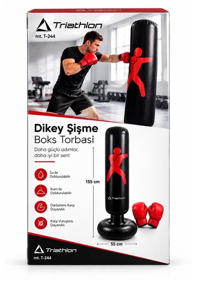 Triathlon Şişme Boks Torbası T-244 Kırmızı - Siyah