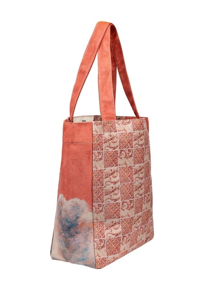 Dogo Kadın Vegan Krem Large Tote Bag - Angel's Dream Tasarım Multicolor