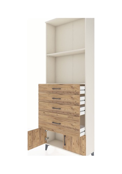 Arges Dolap 2 Raflı 4 Çekmeceli 2 Kapaklı 88x30x243 Aytaşı-çam Aytaşı