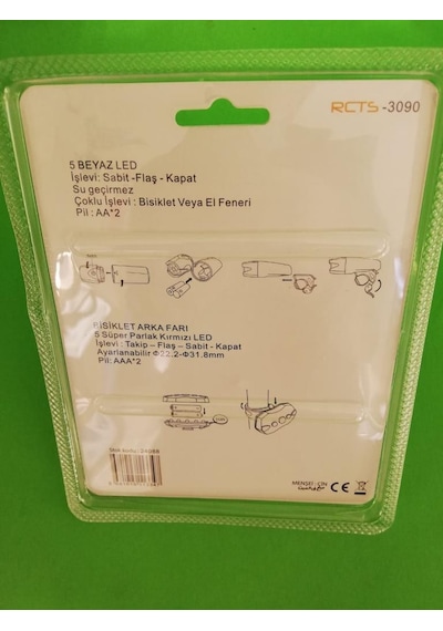 Bisiklet Ön Arka Led Far Stop Aydınlatma Seti Siyah - Kırmızı