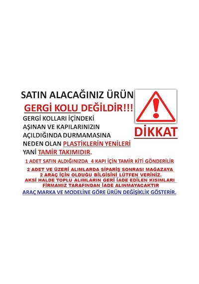 Volvo S60 Kapı Gergisi Tamir Kiti 4 Kapı 2010-2018