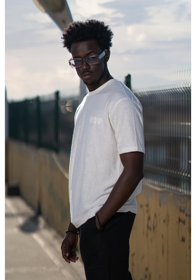 Bisiklet Yaka Havlu Kumaş Yarı Oversize Hafif Geniş Model T-shirt 001