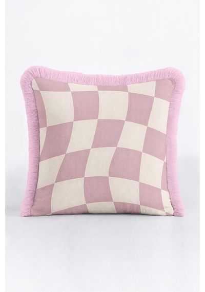 Ekose Geometrik Dalgalı Saçaklı Yastık Kılıfı - Retro Kare Pudra Krem Pembe Püsküllü Kırlent Kılıfı Serin Rota Aura Ekose Geometrik Dalgalı Saçaklı Yastık Kılıfı - Retro Kare Pudra Krem Pembe Püsküllü Kırlent Kılıfı Serin Rota Aura