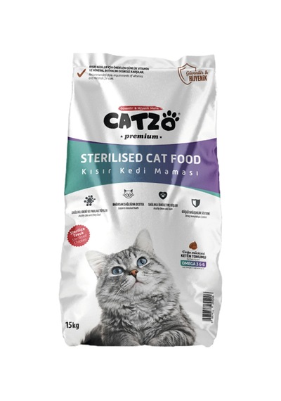 Catzo Yetişkin Tavuklu Kısırlaştırılmış Kedi Maması 15 KG