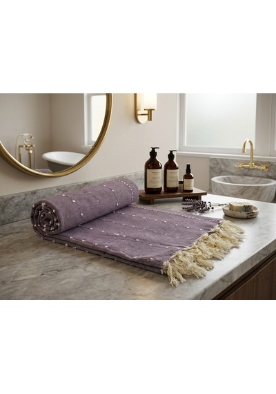 Ludıa %100 Pamuklu Çizgili Peştemal Havlu Banyo Ve Plaj Havlusu 90x185 Cm Mor