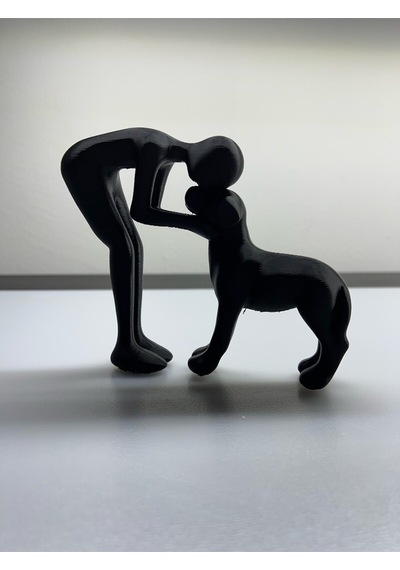 Köpek Ve İnsan Dostluğu Figürlü Minimalist Tasarım Dekoratif Masa Üstü Biblo
