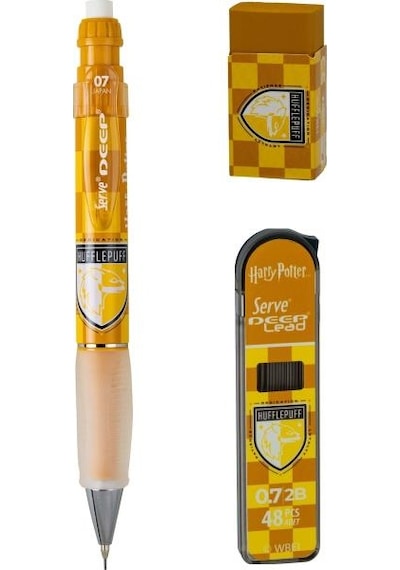 Serve Deep Üçlü Set 0.7 Mm Mekanik Versatil Kalem Harry Potter Hufflepuff Damalı - Sarı Çok Renkli