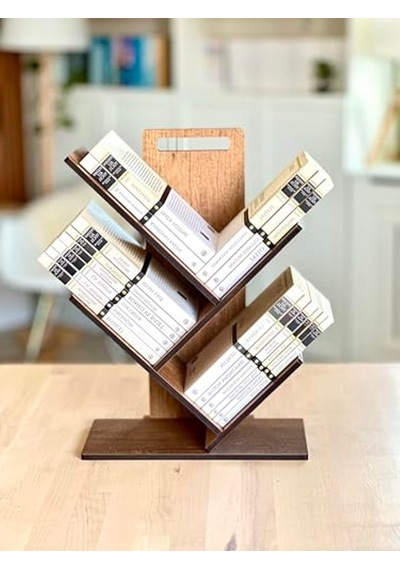 Küçük Geometrik Masaüstü Ağaç Kitaplık, Mk20 Model Abanoz - Beyaz