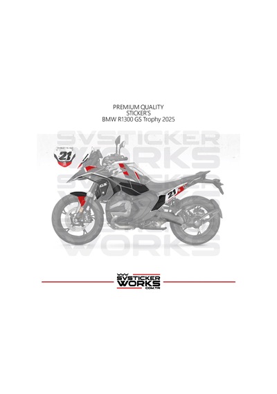 Bmw R1300gs Trophy 2025 Kaplama Motosiklet Sticker Design Etiket Modeli