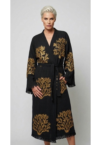 Brandsmiths Black Ethereal Coral Kimono Sarı