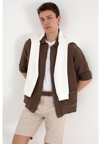 U.s. Polo Assn. Erkek Vizon Gömlek Desenli 50299590-vr052 Vizon