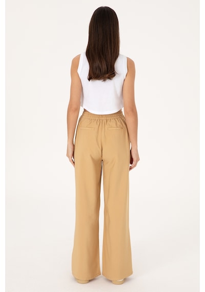 U.S. Polo Assn. Kadın Camel Loose Relax Fit Kanvas Pantolon 50300357-VR015