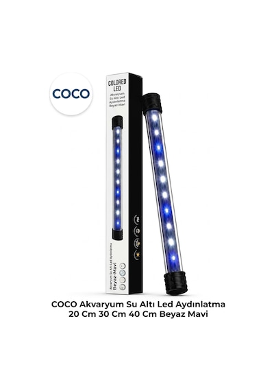 Coco Akvaryum Su Altı Led Aydınlatma 20 Cm Beyaz Mavi 3w 6 Led Akvaryum İçi Aydınlatma
