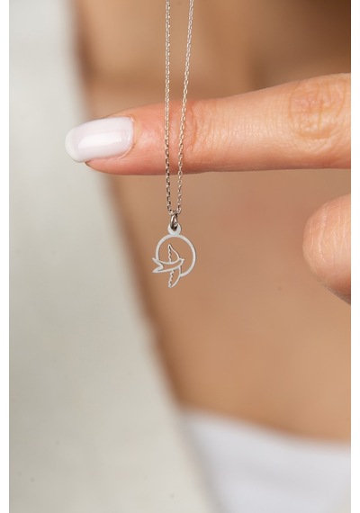 Papatya Silver Kadın Kuş Figürlü 925 Ayar Gümüş Kolye