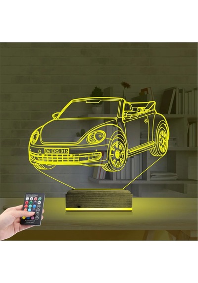 Luvivia Beetle Vosvos Araba Kişiye Özel 3d Lamba - Masa Gece Lambası Şeffaf