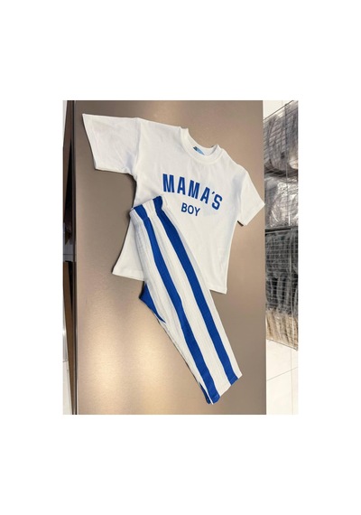 Poala Kids Mama S Boy Müslin Pantolonlu Takım Mavi