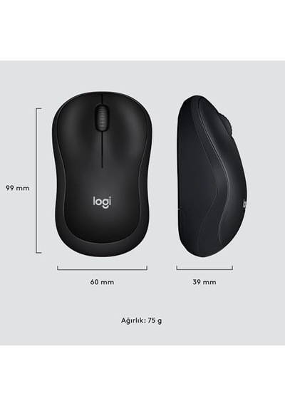 M220 Sessiz Kablosuz Mouse, Sağ Ve Sol Elle Kullanıma Uygun, 1.000 Dpı, 10 M Kullanım Mesafesi, 18 Ay Pil Ömrü, Siyah