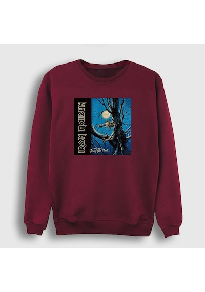 Presmono Unisex Fear Of The Dark Iron Maiden Sweatshirt Bordo