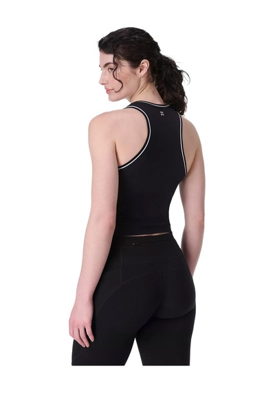 Sweaty Betty Sweaty Betty Athlete Crop Seamless Workout Kadın Siyah Koşu Tişört Blk Siyah