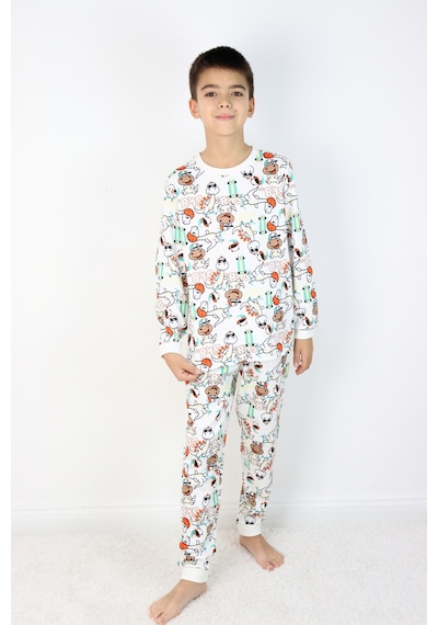 Harika Kids Erkek Çocuk Baskılı İnterlok Kumaş Uzun Kollu Pijama Takımı Siyah
