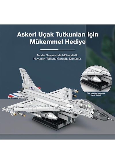 Reobrix 33027 F-16 Jet Uçak Yaratıcı Yapı Blok Seti Building Blocks F-16 Fighting Falcon -1427parça